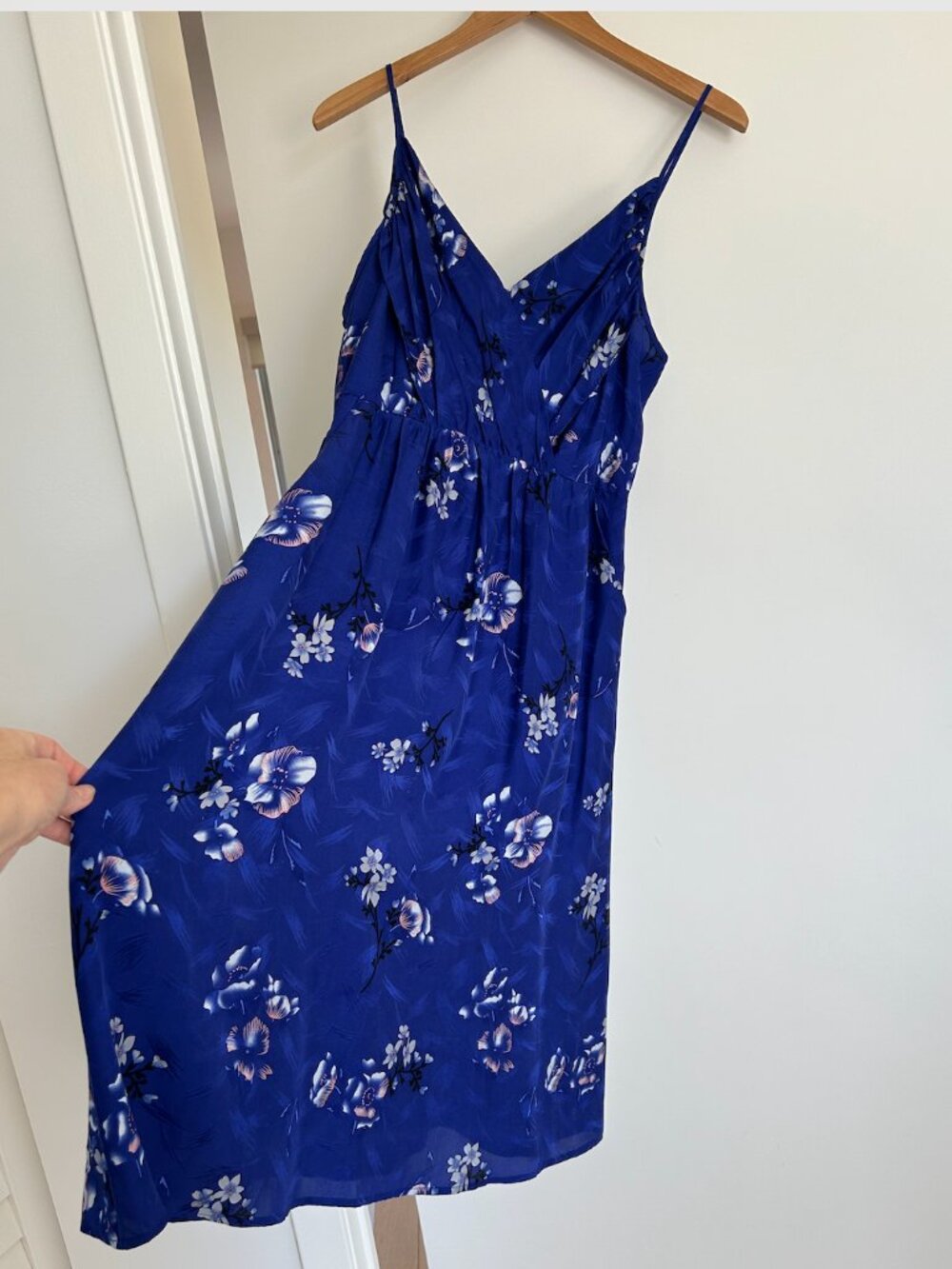 Yumi Kim Royal Blue Floral Midi Dress, Sz L